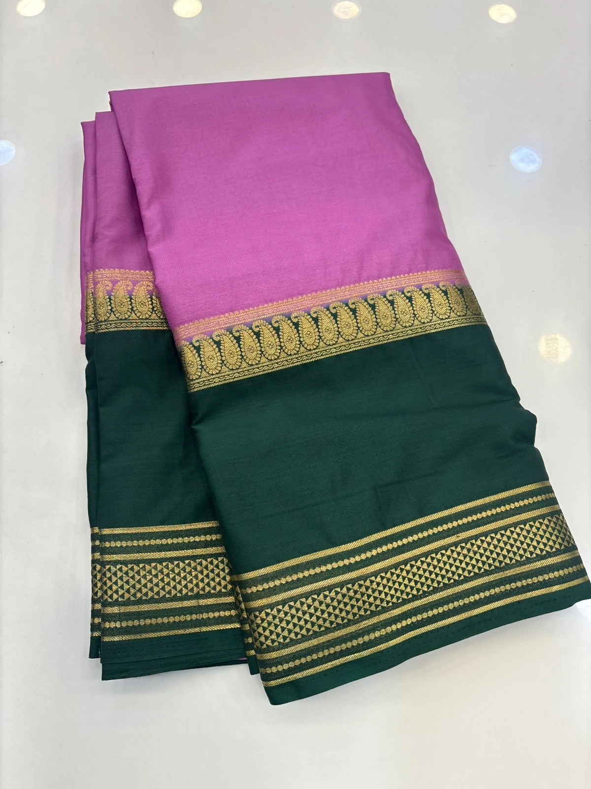 Light Pink Semi Crape 2D Bentex Border